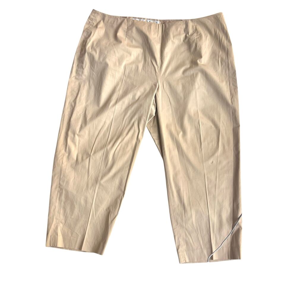 Talbots Minimalist Coastal Khaki Capri Pants Stretch Classic Clean Lines 20W
